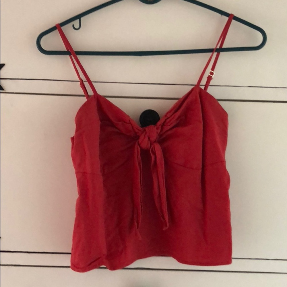 Brandy Melville Red Tie Front Tank and stickers